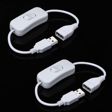ELECTOP 2 Pack Male to Female USB Cable with On/Off Switch, USB Extension Inline