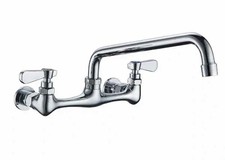 BWE 2-Handle Wall Mount Kitchen Faucet w/8" Swivel Spout in Polished Chrome New 