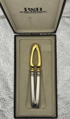 Deutscher Robbe & Berking Nussknacker im Etui - 90 versilberte & vergoldete Backen