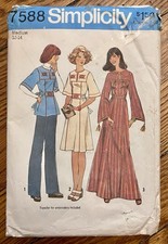 Vtg Sewing Pattern Size 12-14 Medium Simplicity 7588 Caftan Top Dress CUT