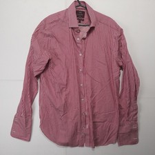 M&S Men's Shirt Luxury Collection Two Fold Cotton 16" Collar  White Striped