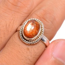 Natural Orange Sunstone Ring 925 Sterling Silver Handmade Sunstone Rings for Mom