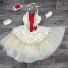 Weissman Paquita V-Waist Ballet Costume Tutu Dress Adult Small SA Red Gold 5Pc