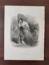 ANTIQUE ORIGINAL B/W ENGRAVING-FINDEN'S TABLEAUX-THE CARTEL-1846