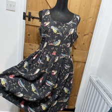 Cath Kidson Vintage Style 1930s-1940's Bird Print Tea Dress Size 12 Cotton