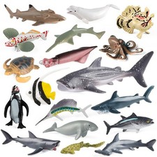 18pcs Ocean Animal Figurines - Realistic Sea Creatures Toys - Sharks,... 