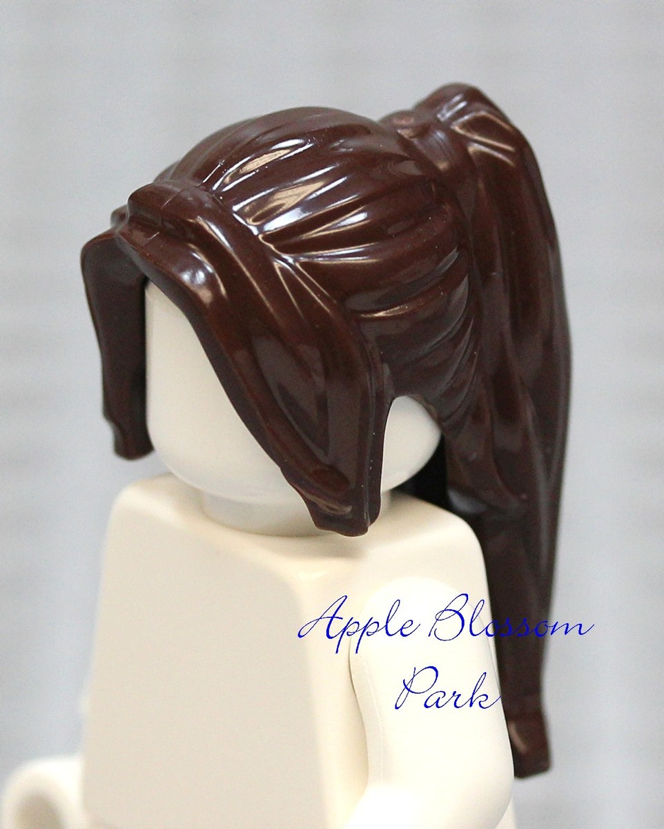 NEW Lego Female Minifig Dark BROWN HAIR Castle Princess Girl Ponytail Head  Gear