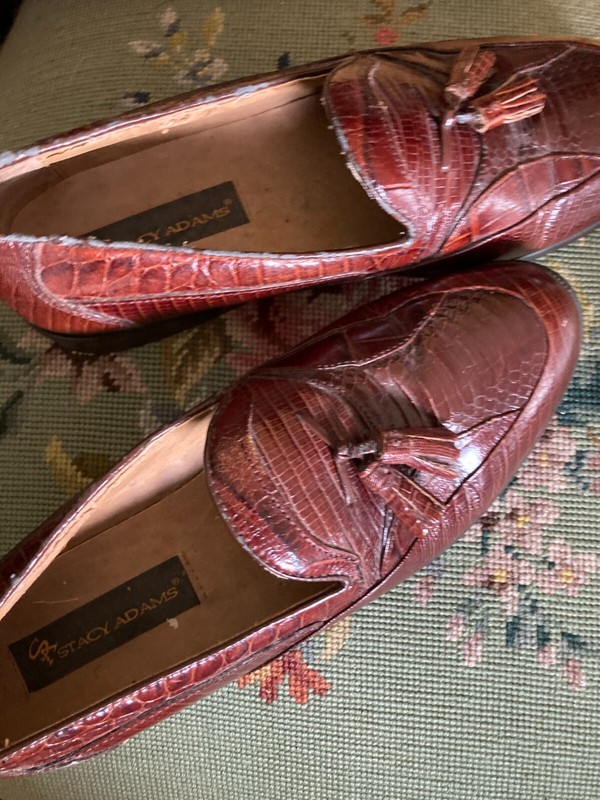 Stacy Adams Cognac Brown Snake Leather Tassel Loafers 9M  ABTUC