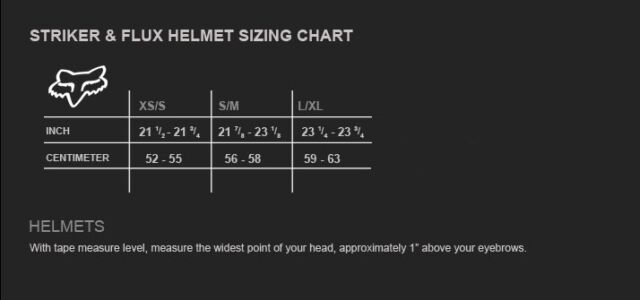 Fox Flux Womens Helmet Size Chart