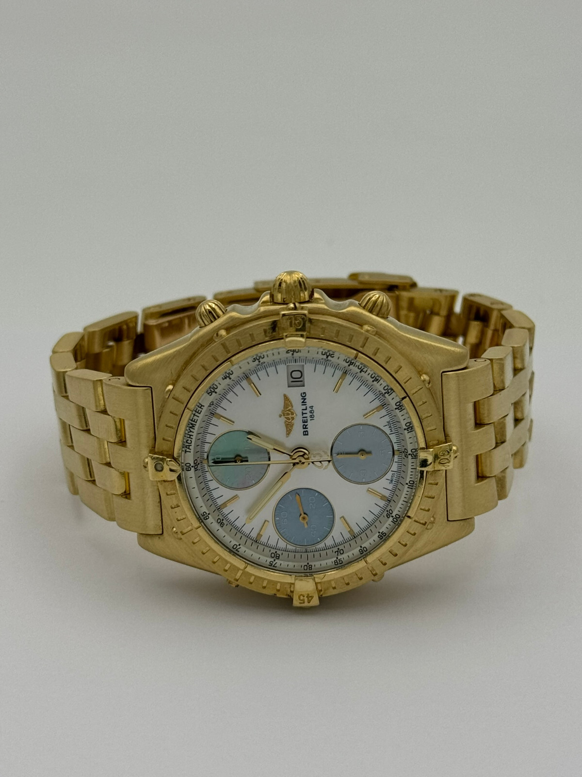 Breitling Chronomat Automatic Herren Uhr K13047 18K 750 Massive Gold Perlmutt Mo image 7
