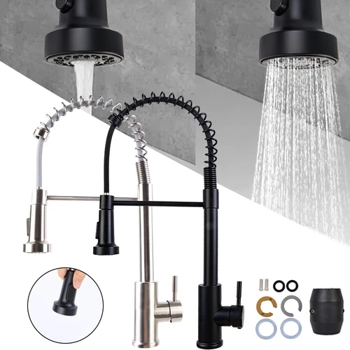Modern Monobloc Pull Out Kitchen Mixer Tap Single Lever with Hose Spray Faucet - Picture 1 of 13