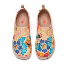Women Size5-12 UIN Slip On Shoes Canvas Comfortable Loafers "Batik Flower"