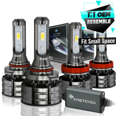 SYNETICUSA 9005 + H11 LED Headlight Bulbs Combo CSP Light Kit Hi Low Beam