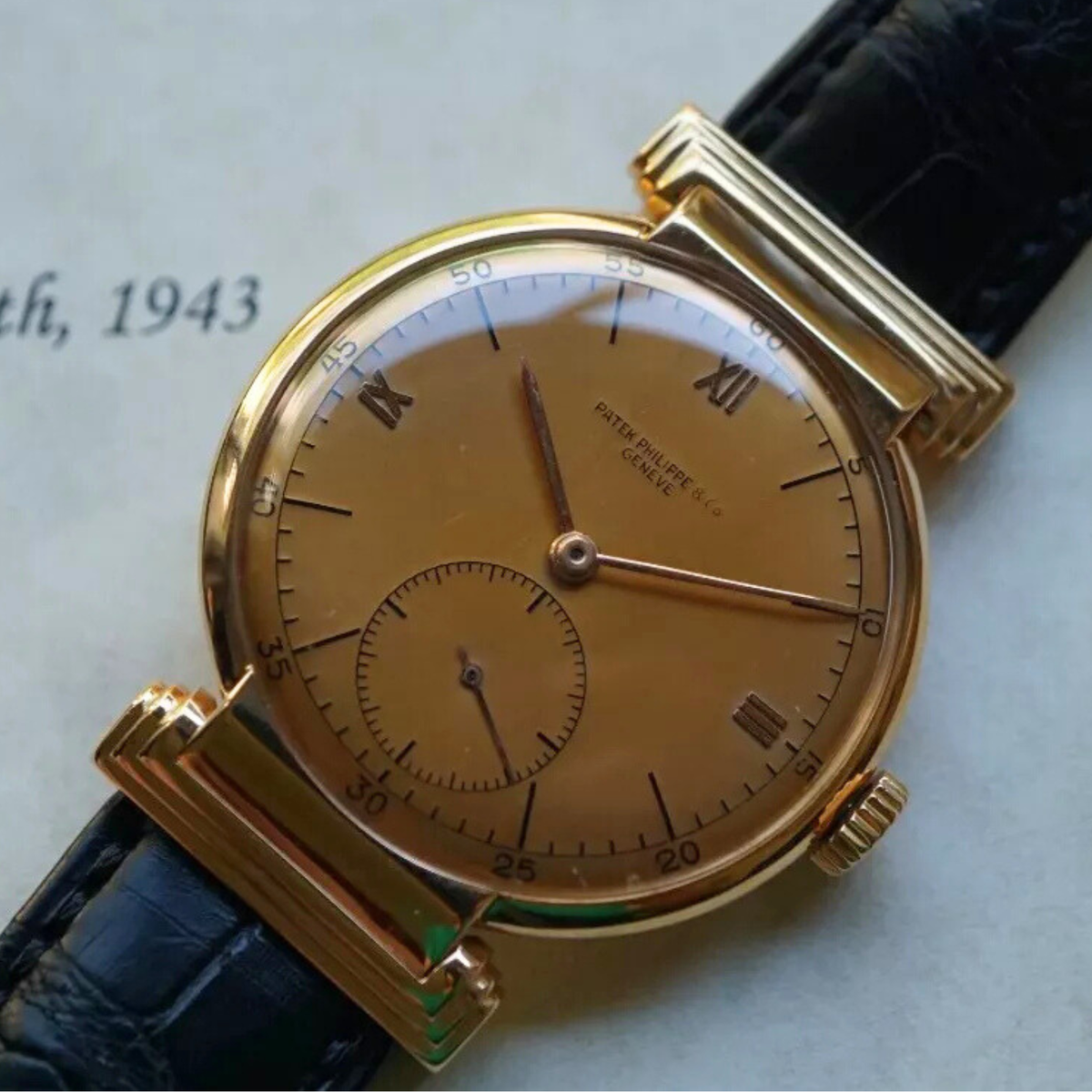 Patek Philippe Ref. 1534 Rare 35 mm 18k Rose Gold Flexible Lugs w  