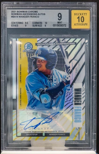 Wander Franco 2021 Bowman Chrome Ascensions RC Auto /100 Rays BGS 9/10 MINT