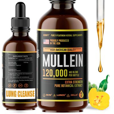 Mullein Drops - Lung Cleanse - Leaf Extract - Powerful Mullein for Immune Sup...
