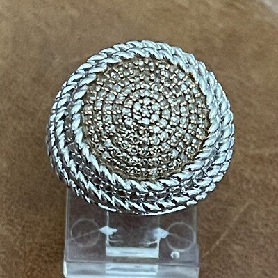 Neu ohne Etikett Affinity 1/2 cttw runder gepflasterter gelber natürlicher Diamant Sterling-Ring Größe 6,25