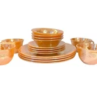 VTG Anchor Hocking Peach Luster Laurel Leaf 16 Piece Service for 4