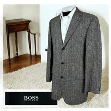 Hugo Boss Sport Coat Mens 42L Brown Textured Cotton Blend