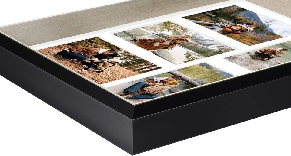 Marco de fotos collage 11x14 con 5 alfombrillas de apertura para fotos 4x6 plateado/negro Foto 4 de 4