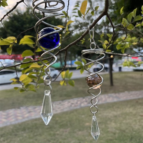 Shimmering Spiral Wind Spinners with Crystal Ball Winds Chimes for