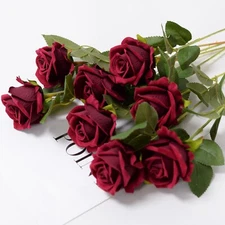 10pcs Silk Rose Flowers Artificial Realistic Roses Bouquet for Wedding Home Deco