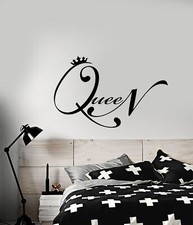 Vinyl Wall Decal Quote Word Queen Crown For Girl Room Stickers 3164ig 