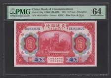 China 10 Yuan 1914 P118q "Radar S/N 263362" Uncirculated Grade 64