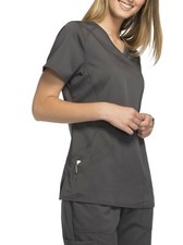 Scrubstar Women's Performance Mock Wrap Scrub Top Pewter Grey, X-Small, XS