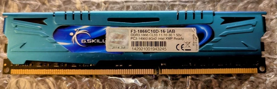 Barrette RAM G.Skill Ares 8 Go DDR3-1866 MHz CL10 – Occasion Parfait État - Photo 2/2