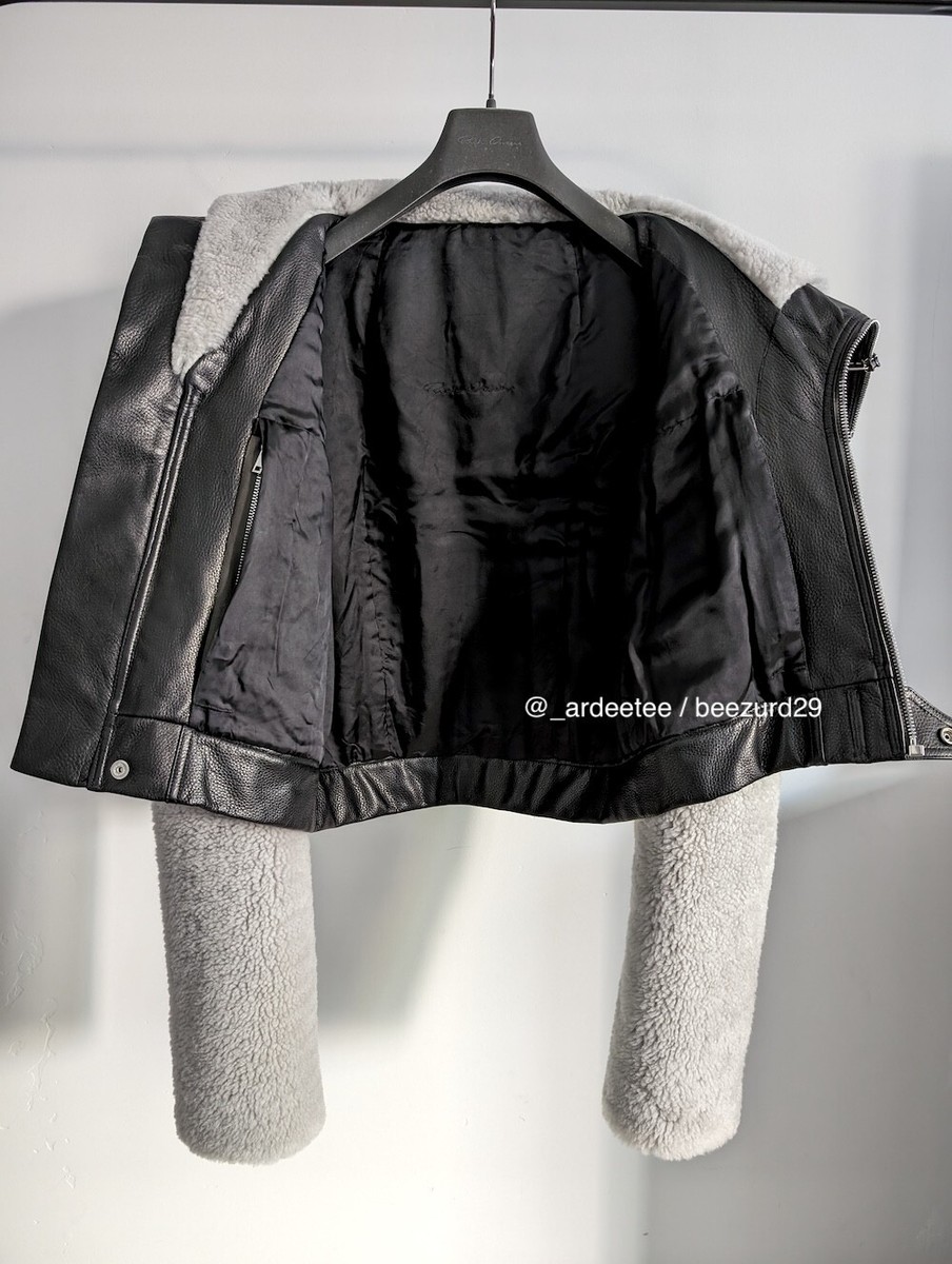 RICK OWENS RARE KEITH SHEARLING JACKET FW20 FW22 STROBE (BLACK