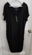 NEW Wendy Williams Womens Short Sleeve Knee Length Ruched Dress Black Plus Sz 2X