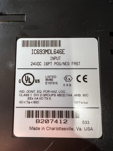 (2) GE Fanuc IC693MDL646E Input Module, Series 90-30, 24VDC, 16PT, Pos/Neg Fast - Picture 2 of 2