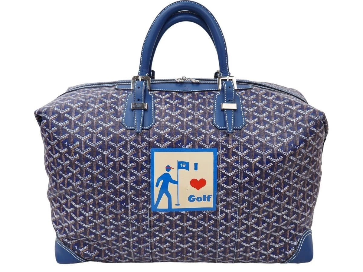 GOYARD Boeing 45 Boston Travel Bag Blue PVC Leather Unisex Used F/S from  Japan