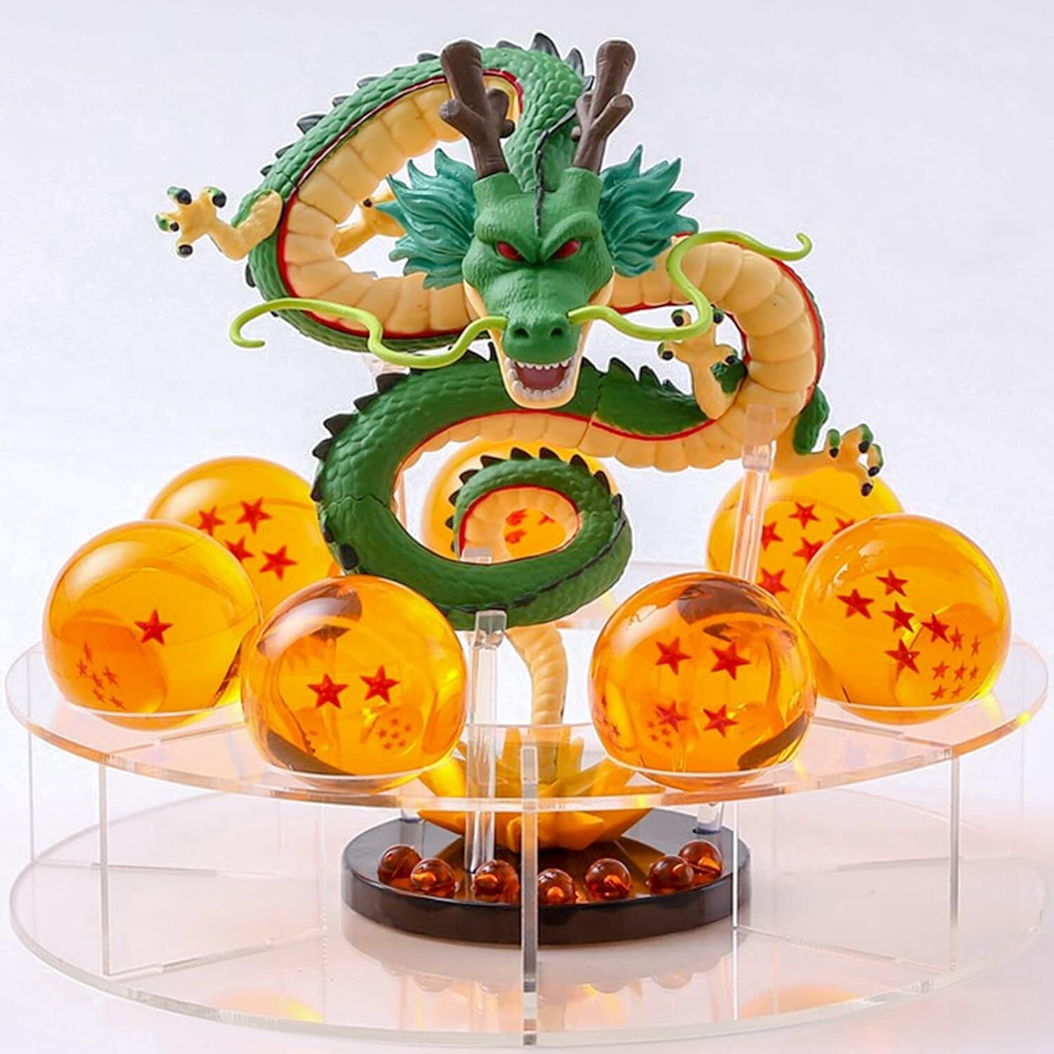 7pcs Dragon Ball Z Set Green Dragon and Dragon Balls Shenron Action Figure Stand