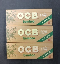 OCB Bamboo 1 1/4 50 Leaves + 50 Tips 3 Packs  FREE SHIPPING USA