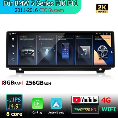 Carplay Autoradio 14.9'' Für BMW 5er F10 F11 CIC NBT Android 14 8+256G GPS Navi