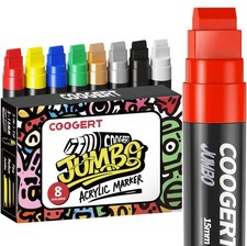 8 Vibrant Colors Jumbo Poster Markers, 15MM Thick Permanent Acrylic Graffiti ...