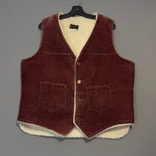 WRANGLER Vintage 70s Sherpa Lined Rust Corduroy Vest Size L Large