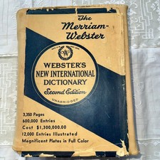 Vtg 1958 Websters New International Dictionary 2nd Edition Unabridged HC Leather