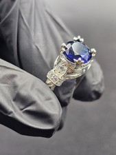 2Ct Round Lab Created Blue Sapphire Solitaire Wedding Ring 14K White Gold Plated