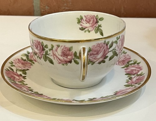 Davis Collamore & Co Lot 3 Vintage Tee Bouillon Tasse Untertasse Limoges France Rosa Rosen - Bild 7 von 23