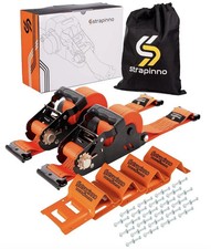 E-track Retractable Ratchet Straps With Wheel Chock Kit 4500lbs Break Heavy Dut