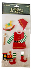 Vintage La Petites 3D Sticker Embellishments - Felt Christmas Elf & Toys