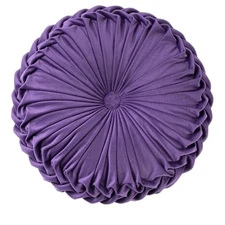 Round Velvet Pillow, Sofa Bed Bedroom Decorative Throw Pillow (38cm, Dark Pur...