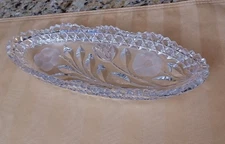 Heisey VTG ABP American Brilliant Cut Gorgeous Daisy & Leaves Celery Relish Dish