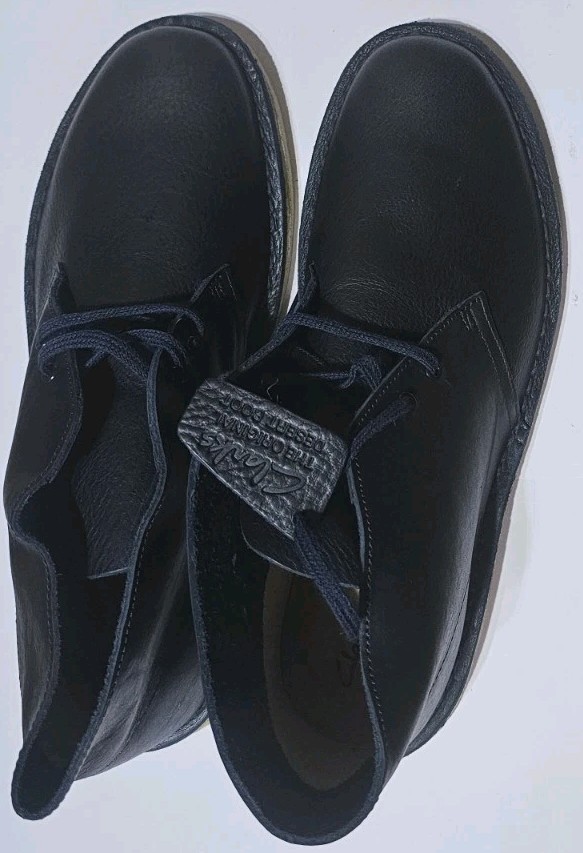 Clarks Original Desert Boots Since 1950 Size 11.5 Leather Top Navy Blue