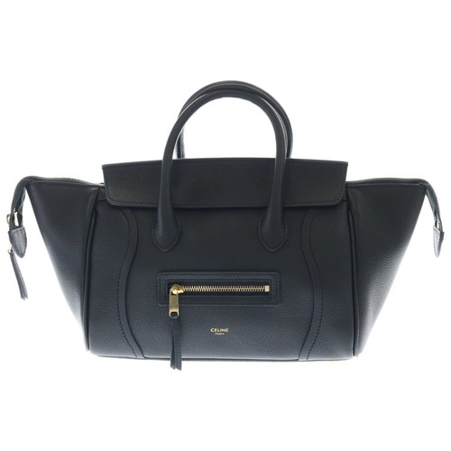 Celine Little Luggage Leather 2 Way Hand Shoulder Bag Gold Hardware Black Used d