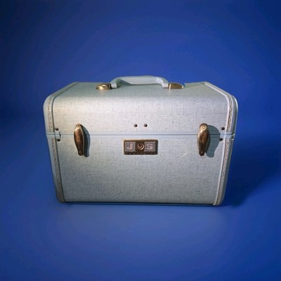Samsonite Vintage 1950's Mint Green Tweed Train Case Luggage Make Up Style