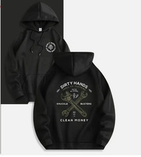 Men's Black - Lined Hoodie - Dirty Hands  Clean Money Graphic, Unisex